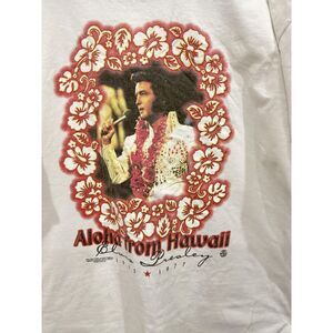 Vintage Elvis Presley Shirt Mens 2XL White Aloha From Hawaii Ringer 2000 Graphic